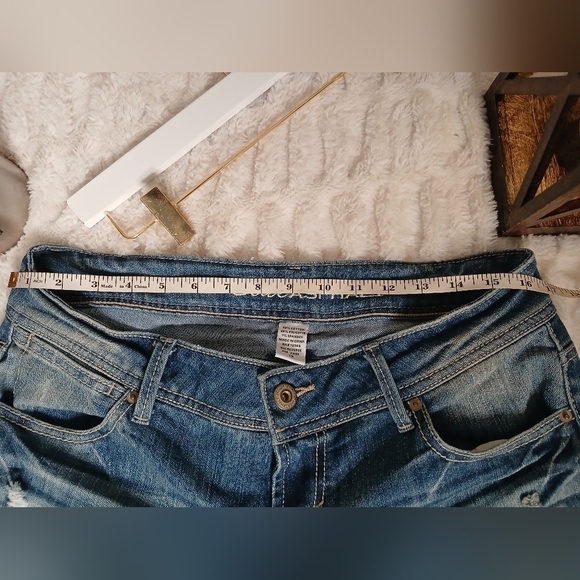 Blue Asphalt Flare Blue Jeans Distressed - Picture 5 of 10